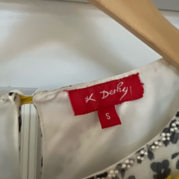 Rene Derhy size small floral midi dress grey yellow cream - Picture 4 of 12